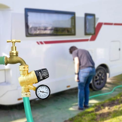 STMOUTUO RV Water Pressure Regulator Valve for Camper. Lead-Free Brass.
