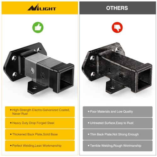 Nilight Bolt-On Tube Receiver 2" Base with Arm Hook - color: Receiver 2" with Arm Hook, size: trailer