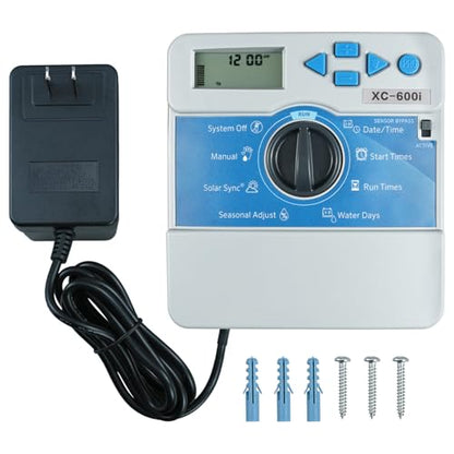 Compatible with Hunter X-Core XC600i Indoor Sprinkler Timer, 6 Zone Irrigation Controller, Indoor Lawn & Garden Watering System, Easy Program, No Wi-Fi Required