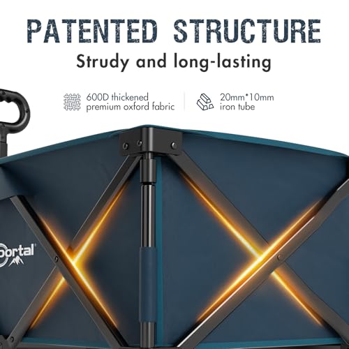 Portal Folding Wagon Brakes, All-Terrain Heavy Duty, Camping Garden Cart - color: Deep Ocen Blue
