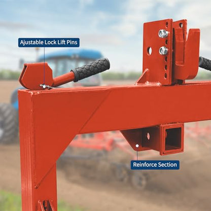 3 Point Quick Hitch for Category 1 Tractor, 3000 Lbs Capacity 3-Pt Attachment with 2 Inch Receiver Hitch, 5 Position Adjustable Top Hook for Easy Tractor Implement Connection