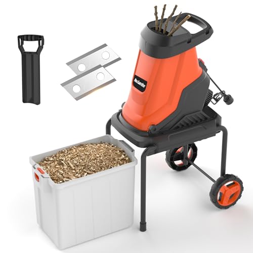 MAXLANDER 15-Amp Electric Wood Chipper Shredder with 50L Collection Bin - color: Light orange