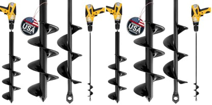 K-Brands Auger Drill Bit for Planting 4 Pack 1.6 x 16 Inch & 3.5 x 16 Inch Set – Garden Spiral Hole and Bulb Planter Tool for Umbrella Holes - Compatible with 3/8 Inch Hex Drive - size: 1.6 x 16 Inch + 3.5 x 16 Inch (Pack of 2)