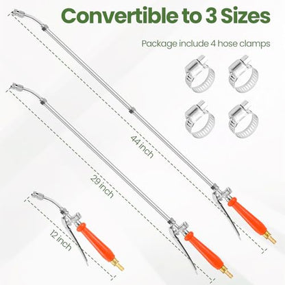 29"-44" All Metal Replacement Sprayer Wand, Suitable for 1/2" Hose Quick Connector, 1/4" & 3/8" & 1/2" Brass Barb Spray Wand, Built-in Shut Valve Stainless Steel Spray Wand (2Pcs 29" Sprayer Wand) - color: 2Pcs 29" Sprayer Wand