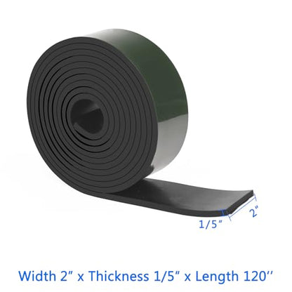 HooTown Adhesive Solid Rubber Strips, Self Neoprene Rubber Sheet Rolls Seal - size: 2”Wide x 120”Long, style: 1/5" Thick Adhesive