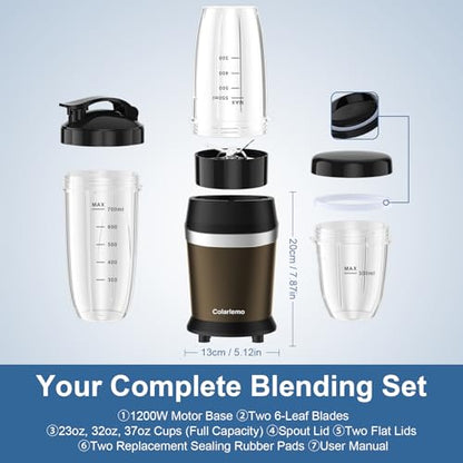 Colarlemo 1200W Smoothie Blender, Personal Kitchen Blender, Ice Crushing - color: Coffee