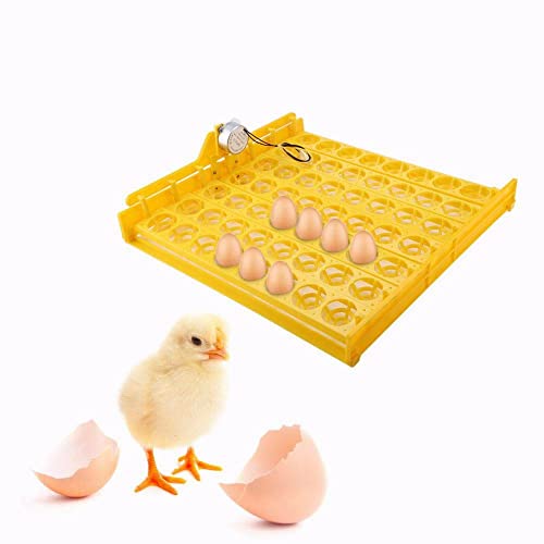 Pssopp Digital Egg Incubator, Automatic Turning Temperature Control Hatching Machine for Home Farm Yellow ABS Plastic 56 Egg Capacity 43 x 41.5 x 4.6 cm