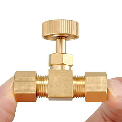 2 Pack Brass Replacement Control Needle Valve 1/4" OD Compression X 1/4" OD Compression - size: 2PCS 1/4"OD x 1/4"OD