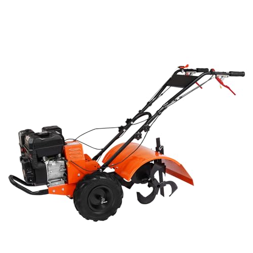 VEVOR Tiller Cultivator, 212CC 4-Stroke Garden Cultivator, Tiller with 4 Steel Adjustable Rear Tines for Lawn, Garden and Field Soil Cultivation - size: 212CC,4-Stroke