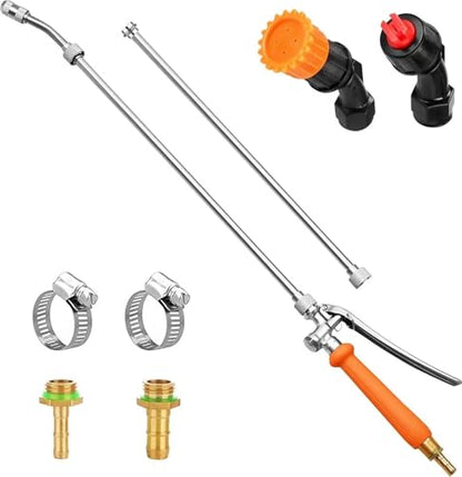 All Metal Sprayer Wand with 3 Types of Nozzles, Fan Nozzle Replacement Sprayer Wand, Stainless Steel Sprayer Wand with 1/4" & 3/8" Brass Barb and 2 Hose Clamps (3 Nozzles 44 Inches Sprayer Wand) - style: 3 Nozzles 44 Inches Sprayer Wand