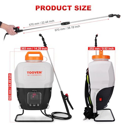 Toovem 4 Gallon Battery Powered Backpack Sprayer with 18V Strong Battery - color: Translucent White