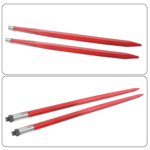 Suitable for Hay Bale Spear 49" 4500 lbs Capacity 2Pcs Spike Fork for Tractors Loaders Red