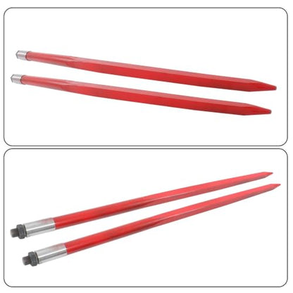 Suitable for Hay Bale Spear 49" 4500 lbs Capacity 2Pcs Spike Fork for Tractors Loaders Red