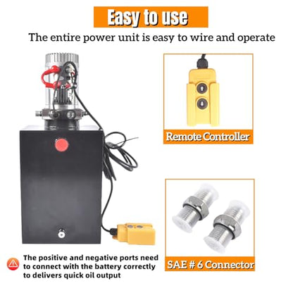 20 Quart Single Acting Hydraulic Pump 12V 3200 PSI - color: Single Acting, size: 20 Quart
