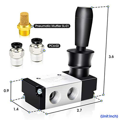 TAILONZ 1/4"NPT 3/2 3H210-08 Manual Valve - size: 1/4"NPT, style: 3 Way 2 Position Manual Return