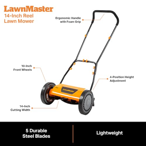 LawnMaster LMRM1401 Push Reel Lawn Mower 14-Inch 5-Blade - size: 14-Inch