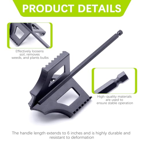 4-in-1 Garden Tiller Soil Cultivator Compatible with 3/8" Hex Drive Drill