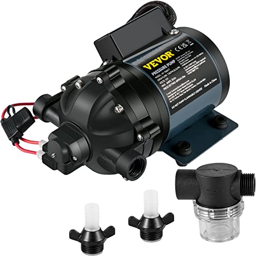 VEVOR Washdown Pump, 12V DC, 7 GPM 60 PSI, Max. 10 FT Lift Self Priming Water Pump, w/EPDM Valve, Universal Salt Water Strainer & Female/Male Thread, for RV, Marine Deck, Yacht - size: 12V, 7GPM, 60PSI
