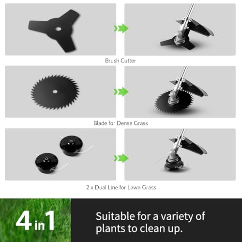 58cc 4-in-1 Gas Weed Eater, 2-Stroke Engine Brush Cutter with Bike Handles - color: Green