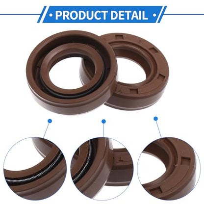 Universal Oil Seal TC Double Lip W Steel Spring Seal Ring Rotary Shaft Seal 16x28x7mm High Pressure FKM Rubber Brown 2 Pcs - size: 16x28x7mm