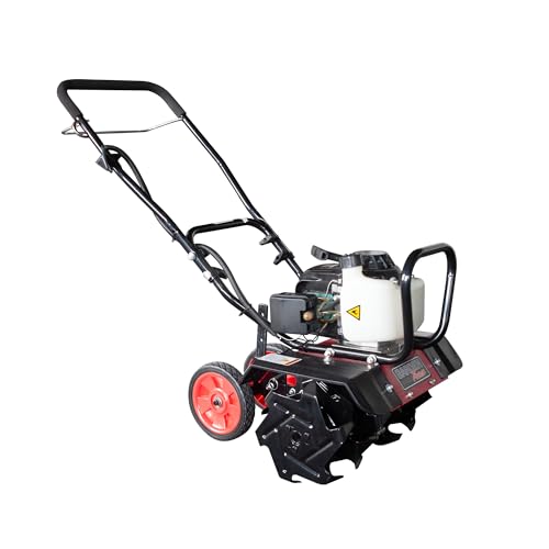 GardenTrax Upgraded Tiller 40cc 4-Cycle Multi-Function Mini Cultivator w/6 Durable Steel Tines