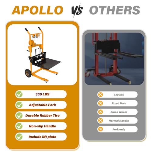 APOLLOLIFT Material Lift Winch Stacker, 330lbs Cap. 40.5" Lifting Height - color: Yellow-winch, size: 330LBS