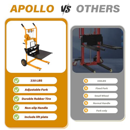 APOLLOLIFT Material Lift Winch Stacker, 330lbs Cap. 40.5" Lifting Height - color: Yellow-winch, size: 330LBS