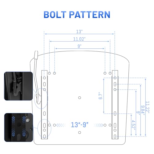 Universal Forklift Seat/Tractor Seat - Compatible with Forklifts, Tractors, Zero-Turn Mowers, Skid Steers, Telehandlers, Backhoes, Excavators -Safety Belt, Adjustable Backrest,Sliding Rails, Black - size: (L:6.7"-11.2"/W:9"-13")