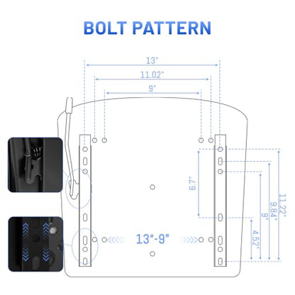 Universal Forklift Seat/Tractor Seat - Compatible with Forklifts, Tractors, Zero-Turn Mowers, Skid Steers, Telehandlers, Backhoes, Excavators -Safety Belt, Adjustable Backrest,Sliding Rails, Black - size: (L:6.7"-11.2"/W:9"-13")