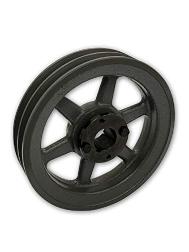 Double Groove 7.75" Cast Iron Electric Motor" H" Pulley/Sheave, Bushing Included, for 5/8" Top Width B/5L/BK/5LK Section V Belt, 2 Groove Pulley (1-1/8" Shaft / 1.125" Bore, 2BK80H) - size: 1-1/8" Shaft / 1.125" Bore