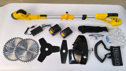 3-in-1 Cordless Weed Wacker, Electric Grass Trimmer with 2x4.0Ah Battery - color: Yellow