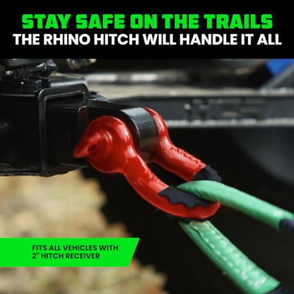 Rhino USA Shackle Hitch Receiver - Fits 2in Receivers for Vehicle Recovery - color: Red