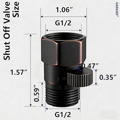 G1/2 IPS Shower Head Shut Off Valve - color: Oil Rubbed Bronze
