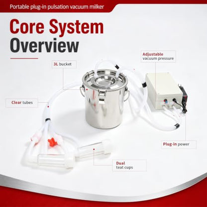 Nakkaa 3L Portable Plug-in Goat Milking Machine