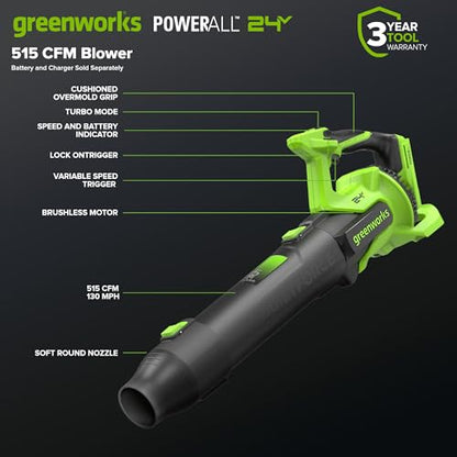 Greenworks 24V 12 in String Trimmer & 515 CFM Blower Combo, 3.0 Ah Battery - style: New 12" + 515 CFM