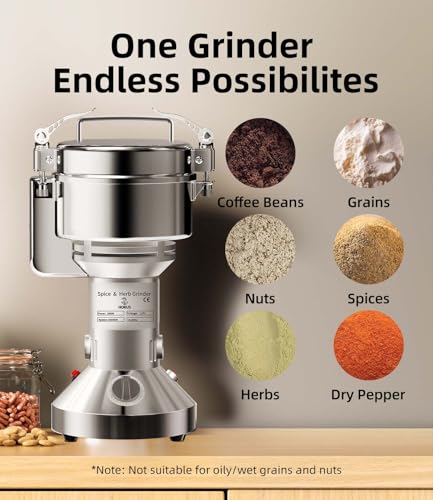 Electric Grain Mill 550g Home Flour Mill for Wheat Rice Corn Herbs Spices - size: 550g