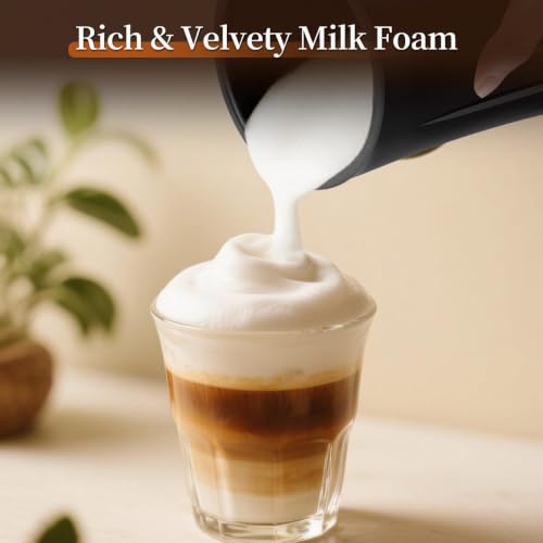 4-in-1 Milk Frother, Liksiy Milk Frother and Steamer, Auto Shut-Off Coffee Frother with Hot & Cold Foam for Latte, Cappuccino, Macchiato
