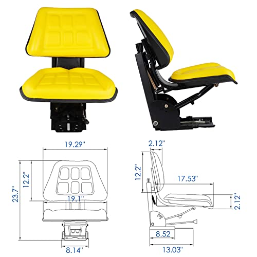 Universal Tractor Suspension Seat With Tilt for John Deere 5200 5210 5300 5310, Yellow