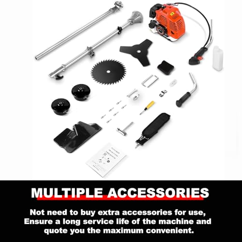 58CC 4 in 1 Gas Powered Weed Wacker, Brush Cutter, 18.5 in Cut Path Orange - color: Orange
