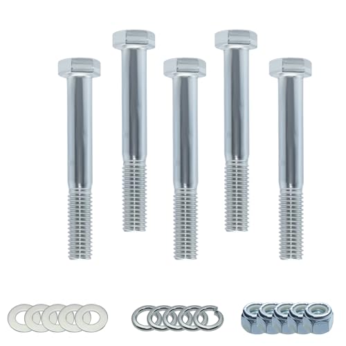 500101 Shear Bolt for Rotary Cutters & Gearboxes, Grade 5, 1/2" x 3-1/2", with Nylock Nuts, Washer, and Spring Washer, 5-Pack (Grade 5-5 Pack)