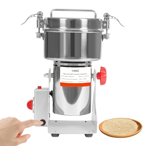 1500g Electric Grain Mill Grinder, 4100W Stainless Steel Grain Grinder, High-Speed Pulverizer Powder Flour Mill Machine for Dry Grains Spices Seeds Coffee Corn Herbs, Commercial & Home Use - size: 1500g, 4100W-Type 1