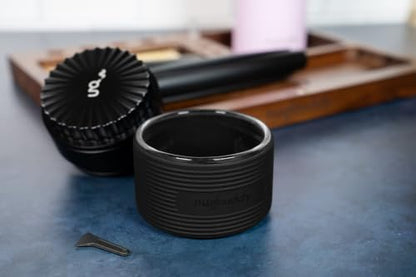 nugbuddy Herb & Spice Grinder | Toothless Mill | Non-Stick Ceramic Coating | Glass Chamber | Storage Compartment | Screen Free | Fluffy Grind | Kitchen Tool