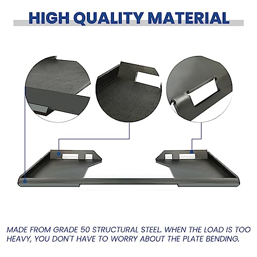 ECOTRIC 1/2" Thick Quick Tach Cut Out Mount Plate, Steel Skid Steer Quick Tach Attachment Adapter Plate Compatible with Bobcat, Kubota Tractors with One Year Warranty - style: 1/2"