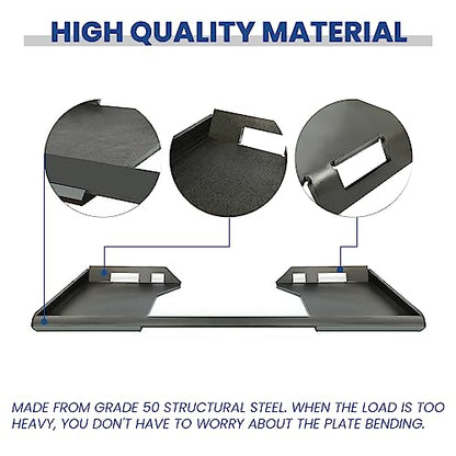 ECOTRIC 1/2" Thick Quick Tach Cut Out Mount Plate, Steel Skid Steer Quick Tach Attachment Adapter Plate Compatible with Bobcat, Kubota Tractors with One Year Warranty - style: 1/2"