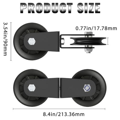 Swivel Dual Pulleys 360°Rotation Roller Reinforced double pulley Wheel for Home DIY Gym Pulley System Cable Machines fly machines Silent Bearing Swivel Groove Wheel Pull Down Attachment Weight Lifting - color: Black
