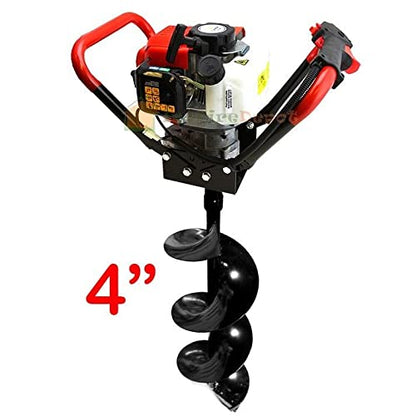 XtremepowerUS V-Type Earth Auger Post Hole Digger Fence Tree Borer 55cc 2-Stroke Gas Powered with (2) Drill Bits (4" & 10" Bits) Set