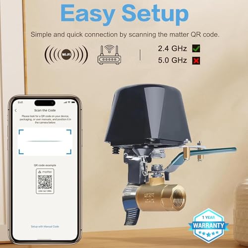Jinvoo Matter Smart Water Valve, Matter Valve, Electric Smart Valvee, Automatic Ball Valvee Watering Timer, Sprinkler Controller, for Applee Home, Alexa, Google, SmartThingss, Requires Matter Hub