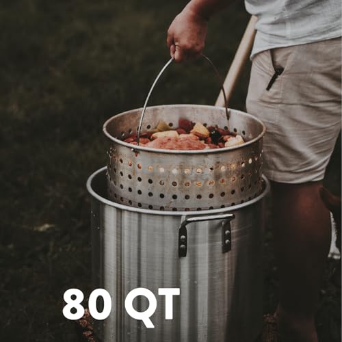 Gas One Seafood Boil Kit with Propane Burner, Propane Regulator, 80Qt Pot with Basket – Heavy Duty Construction Seafood Boil Pot for Outdoor Cooking – Easy to Clean and Durable Crab Boil Pot - size: 80 Quarts