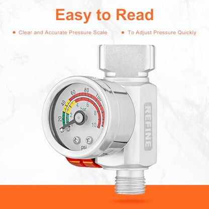 REFINE Air Pressure Regulator with Gauge 1/4" NPS for Paint Spray Guns