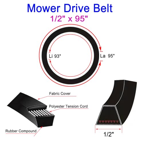 144959 Drive Belt 1/2"X 95" for Craftsman LT1000 LT2000 LT3000 Lawn Mower